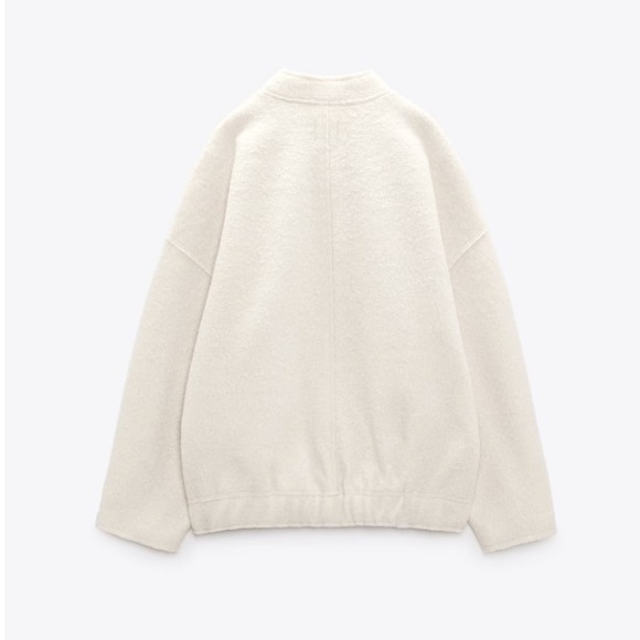 ZARA OVERSIZED TEXTURED BOMBER JACKET - Picture 9 of 16